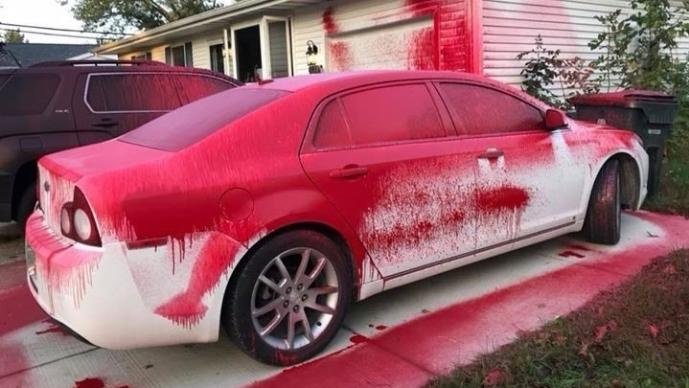 Vandal drenches Cedar Rapids car in red paint    