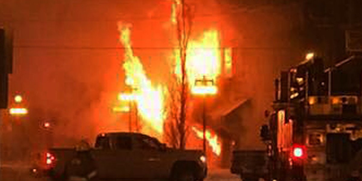 A massive fire burned through at least four buildings in downtown Vinton from Thursday evening until early Friday. The fire started in the Michael and Dowd furniture store