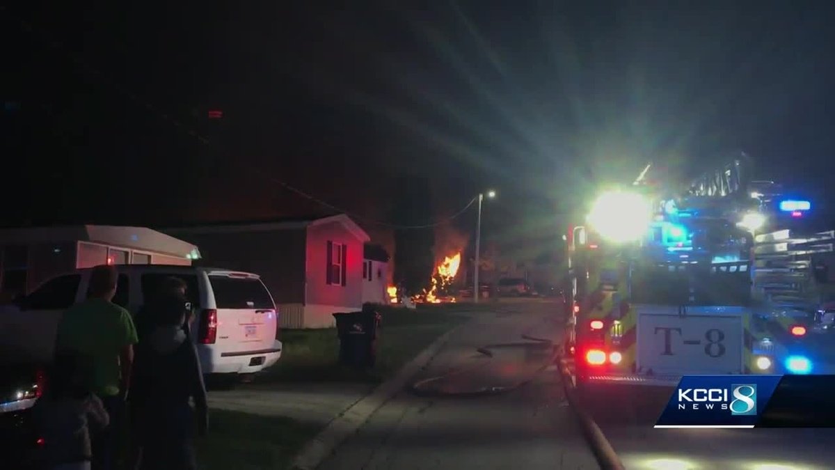 Des Moines firefighters were still at the scene of a home fire just south of the airport on County Line Road. No one was injured in the blaze.