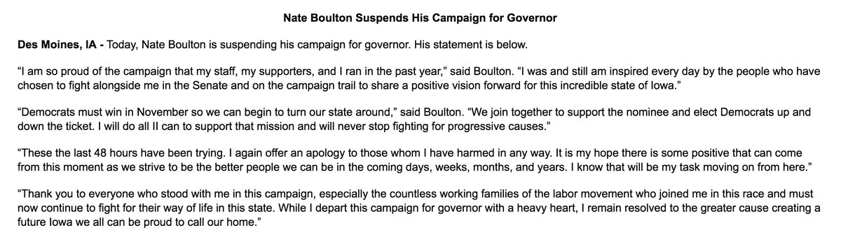 Nate Boulton suspende su campaña para gobernador