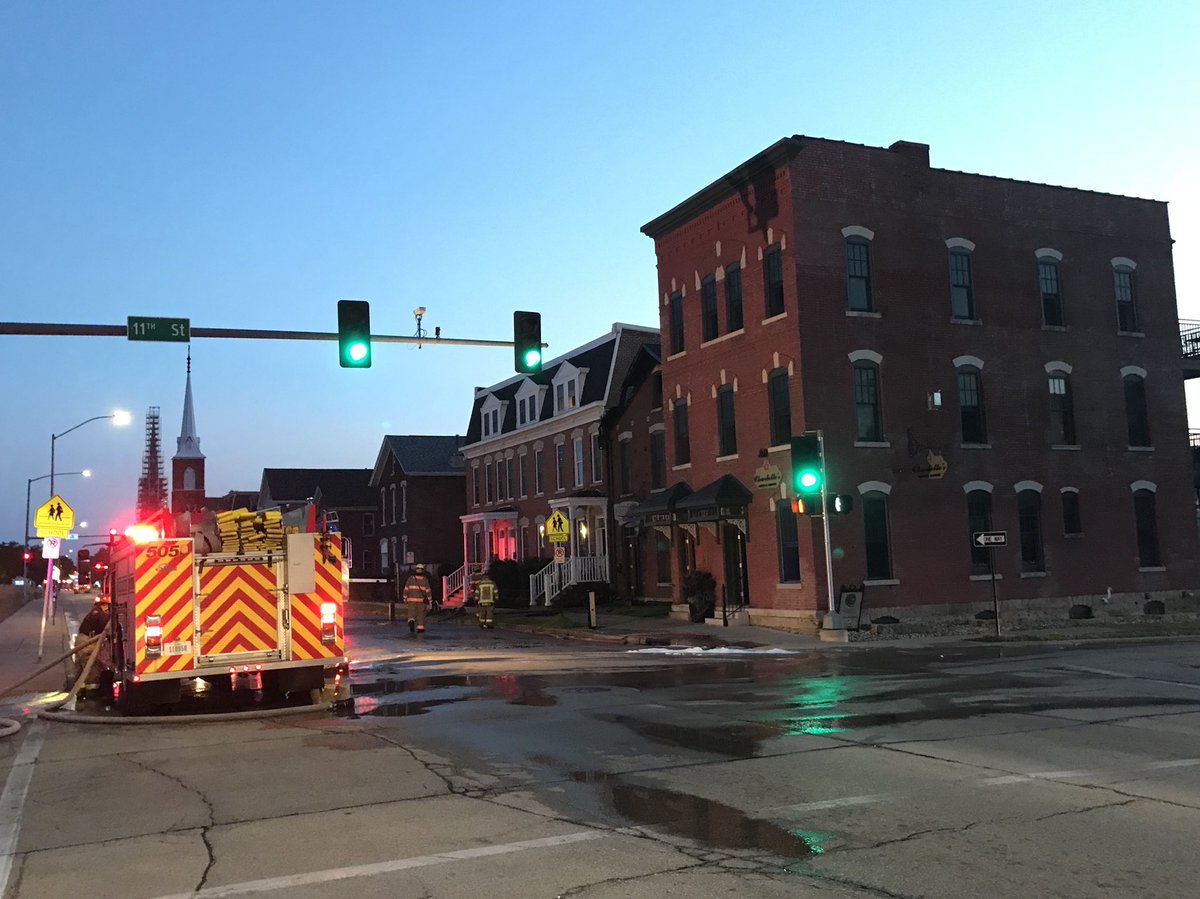 Firefighters on the scene of a structure fire at 11th and White streets this morning. Several area streets blocked by emergency personnel   