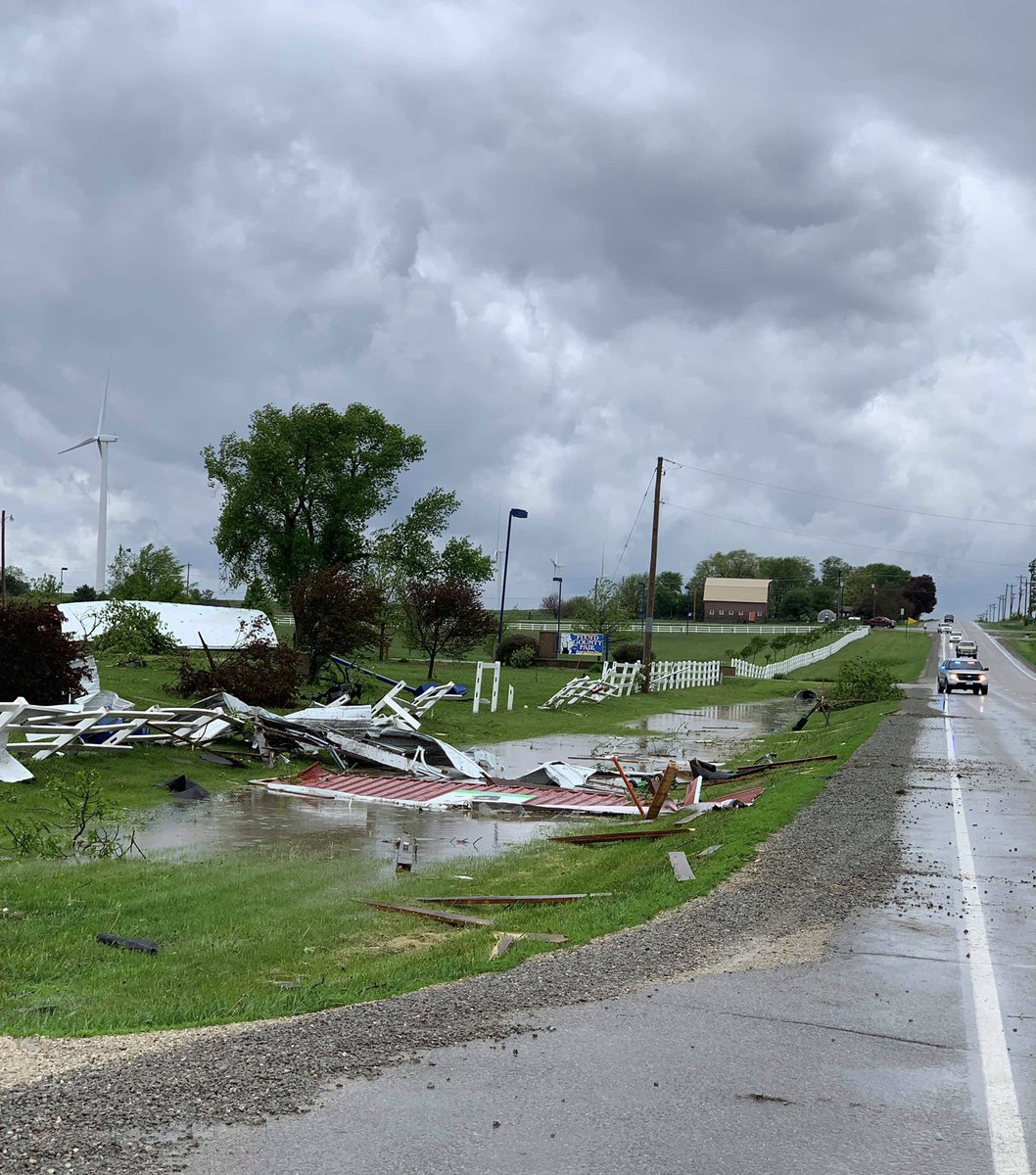 First look at the destruction left behind by a tornado today in Charles City, Iowa.