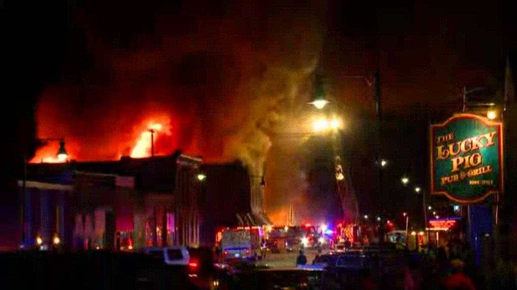A fire started at a local grocery store on West Walnut Street on Saturday. Crews on the scene witnessed the building collapse