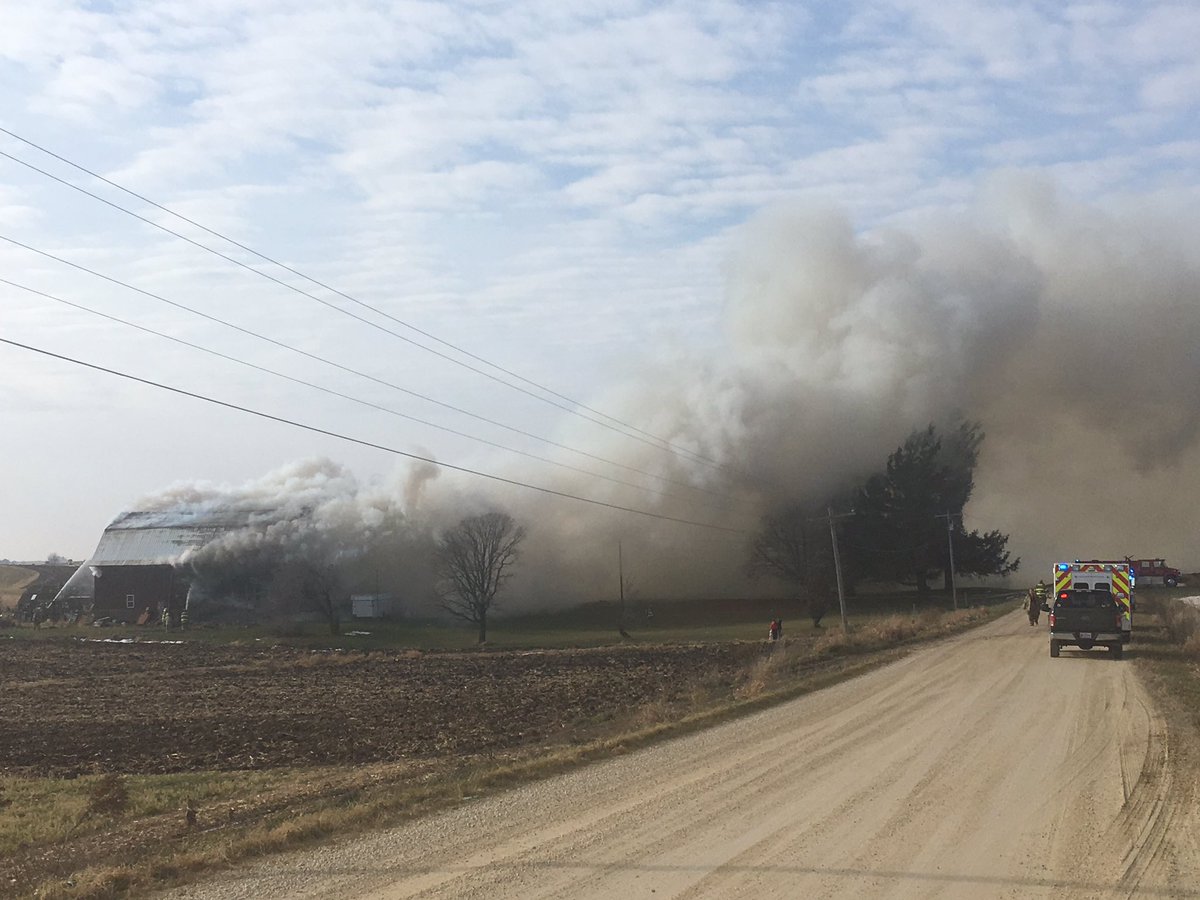 Emergency responders are on scene at a barn fire on Kidder Road in Epworth
