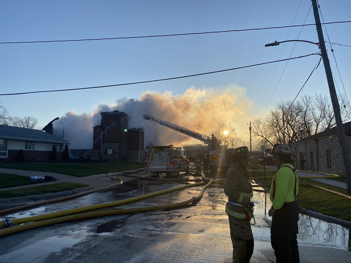 Fire crews from across Marion County are still working to put out the massive fire at Christian Church. these photos the progress made here in Pleasantville. Flames continue though to come from the basement.