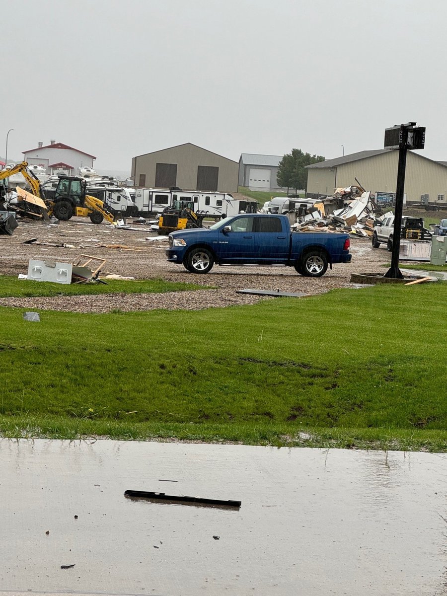 A severe storm damaged several structures in Sheldon, Iowa Friday afternoon.   a storm ripped apart several buildings and flipped RVs